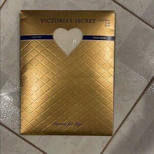 Vintage Victoria’s Secret, pure, white, small lace, top thigh highs